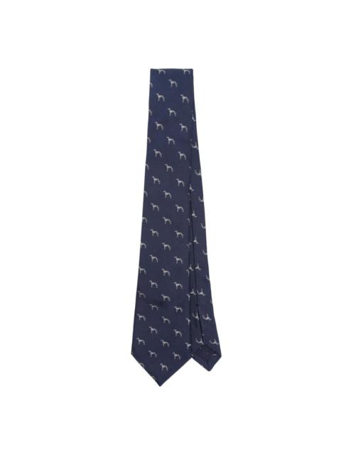 dog-motif silk tie