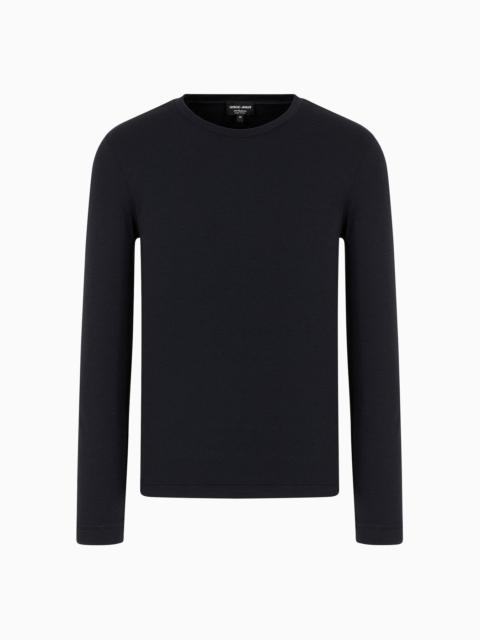 Pure cashmere interlock crew-neck jumper