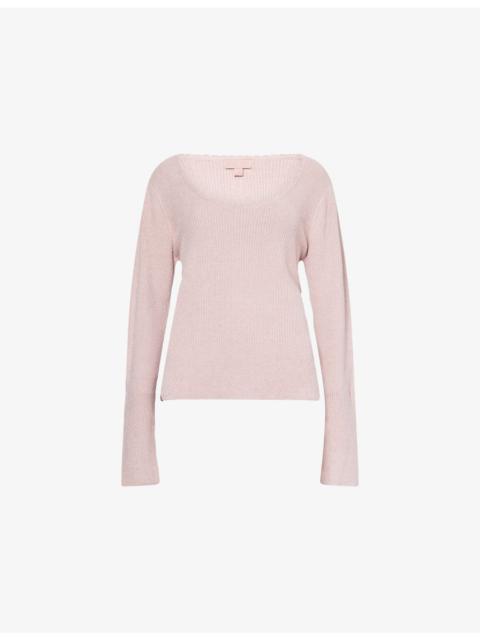 Barefoot Dreams CozyChic Ultra Lite® Ribbed Scoop-Neck Jersey Top