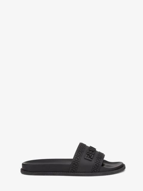 FENDI Fendace Black rubber  Logo sandals