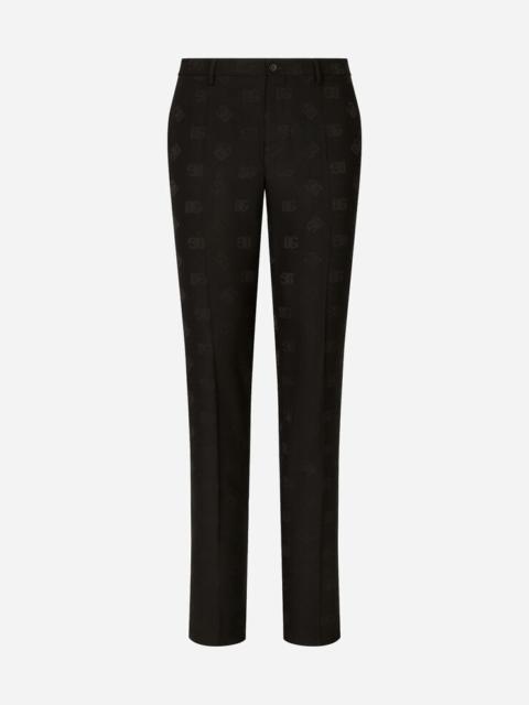 Dolce & Gabbana Stretch wool jacquard pants with DG logo