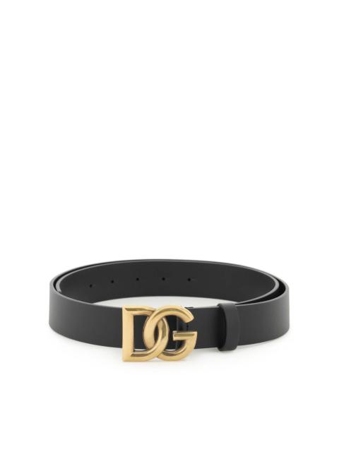 Dolce & Gabbana LUX LEATHER BELT WITH CROSSED DG LOGO