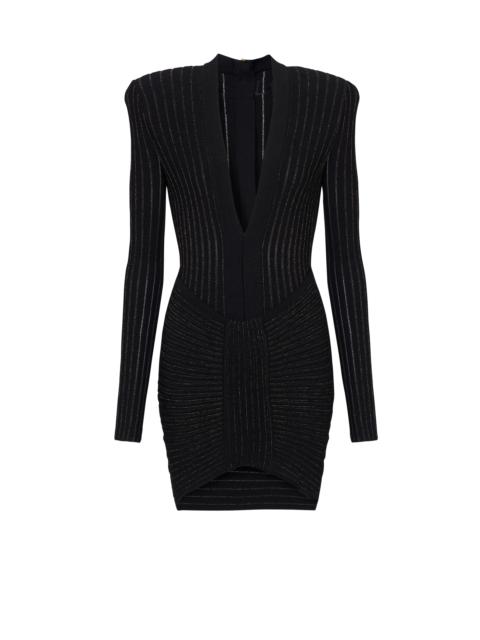 Balmain Long sleeve v neck egyptian knit short dress