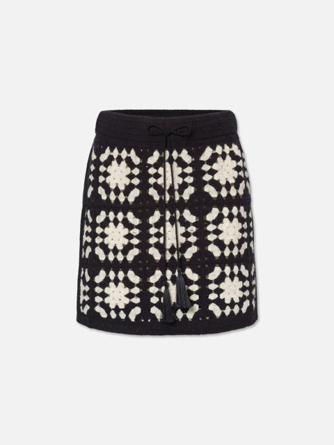 FRAME Crochet Tassel Skirt in Navy Multi