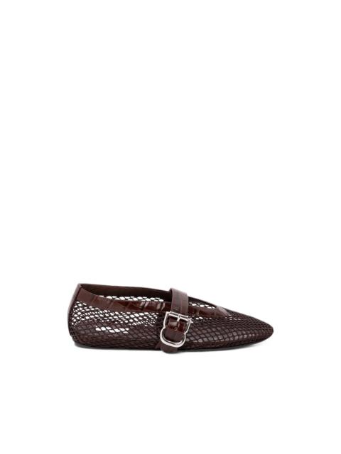Alaïa ballet flats in fishnet and crocodile embossed calfskin