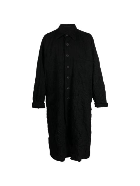 Yohji Yamamoto spread-collar crease-effect coat
