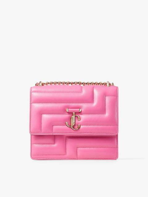 JIMMY CHOO Varenne Avenue Quad
Candy Pink Avenue Nappa Leather Bag with Light Gold JC Emblem