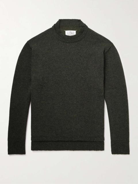 Maison Margiela Suede-Trimmed Wool, Linen and Cotton-Blend Sweater