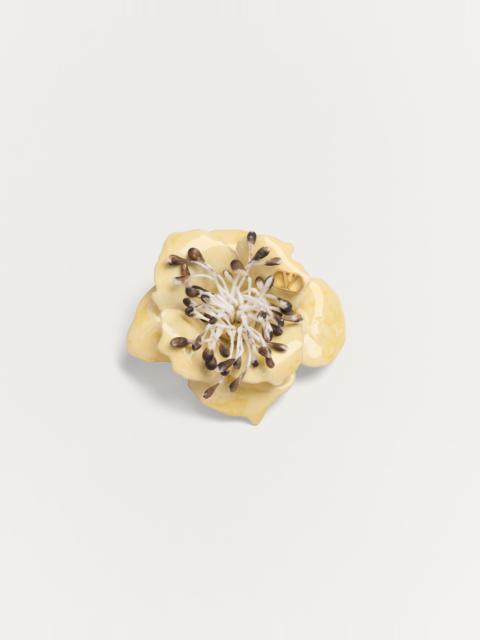 Valentino VALENTINO GARAVANI FLEUR LUMINEUSE BROOCH IN METAL, ENAMEL AND FABRIC