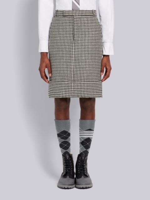 Thom Browne Black and White Gun Club Check Wool Tweed Belt Loop Skirt