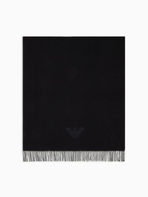 EMPORIO ARMANI Fringed scarf with eagle print