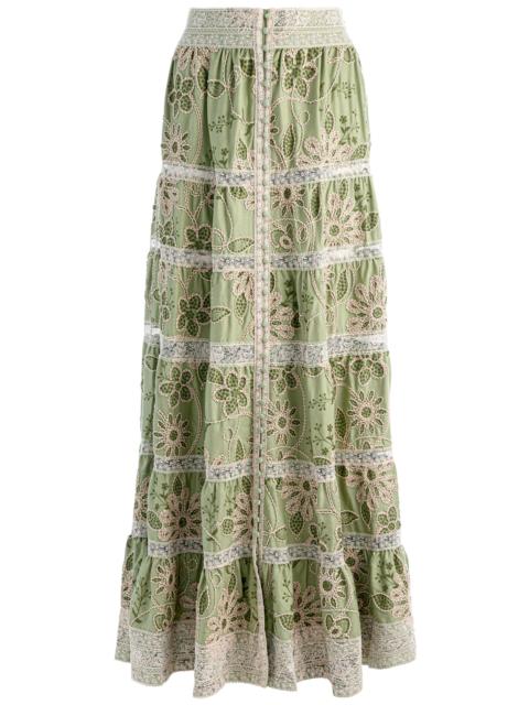 Alice + Olivia ADIRA EMBROIDERED MAXI SKIRT