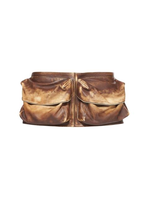 pouch-pockets leather wide belt