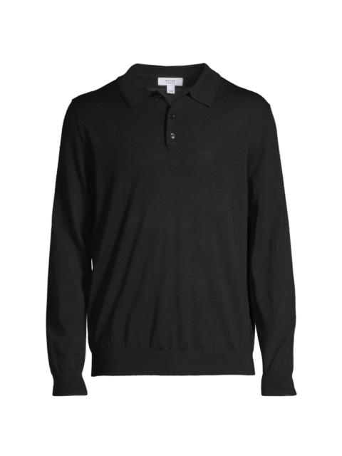 REISS Men's Trafford Polo Sweater - Black