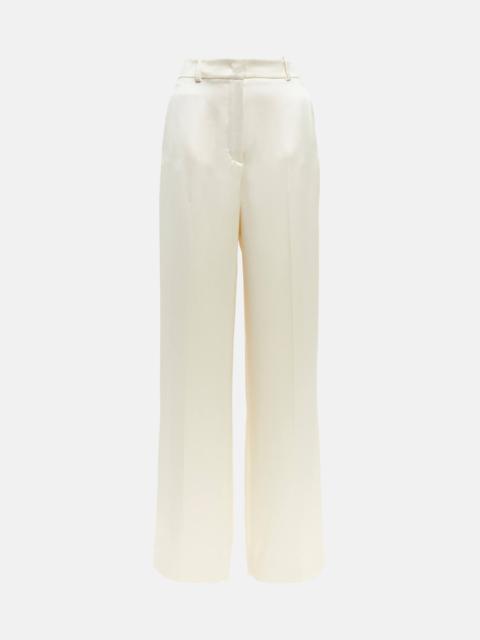 High-rise wide-leg silk pants