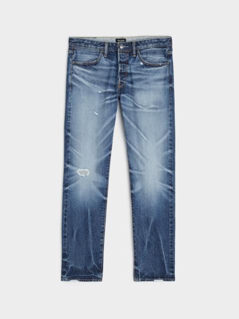 TODD SNYDER Slim Japanese Selvedge Stretch Jean in Distressed Wash