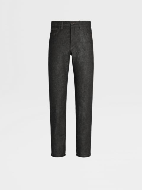 ZEGNA BLACK RINSE-WASHED COTTON AND CASHMERE ROCCIA JEANS