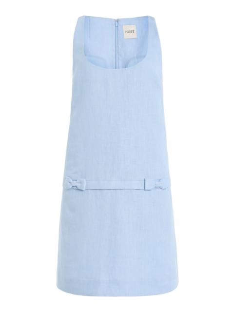 POSSE Harper Linen Mini Dress blue