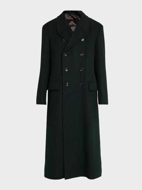 TOM FORD Men's Wool and Cashmere Melton Double-Breasted Officer Coat