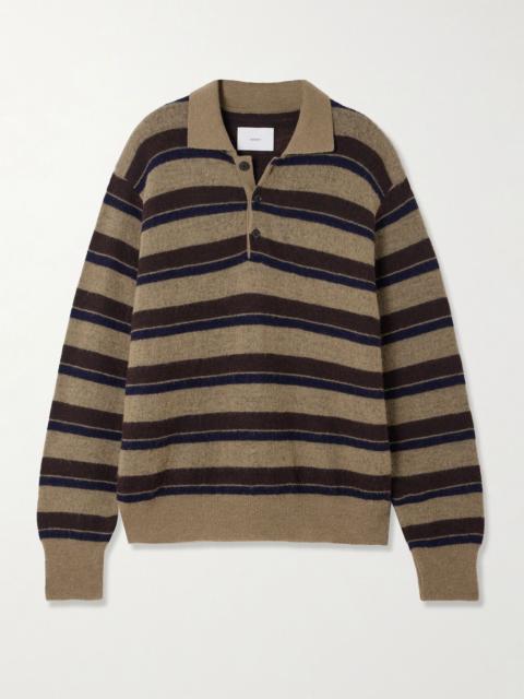 ssstein Striped brushed knitted polo sweater Light brown
