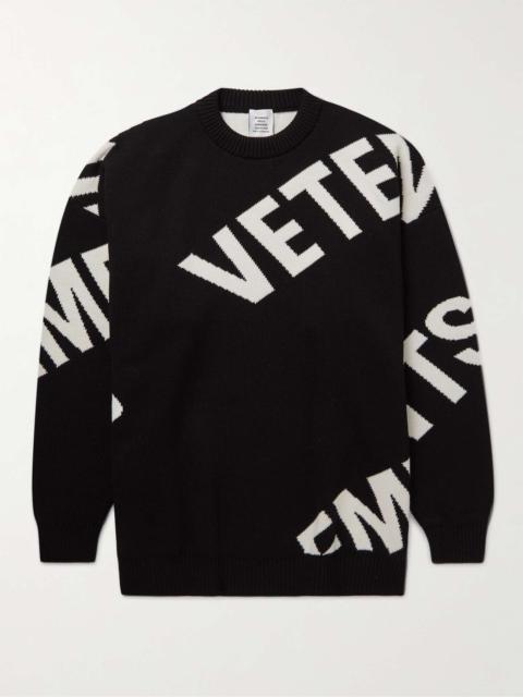 VETEMENTS Oversized Logo-Jacquard Merino Wool Sweater
