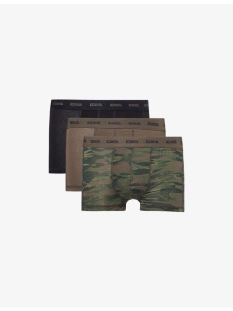 Diesel Damien Branded-Waistband Pack of Three Stretch-Cotton Boxers