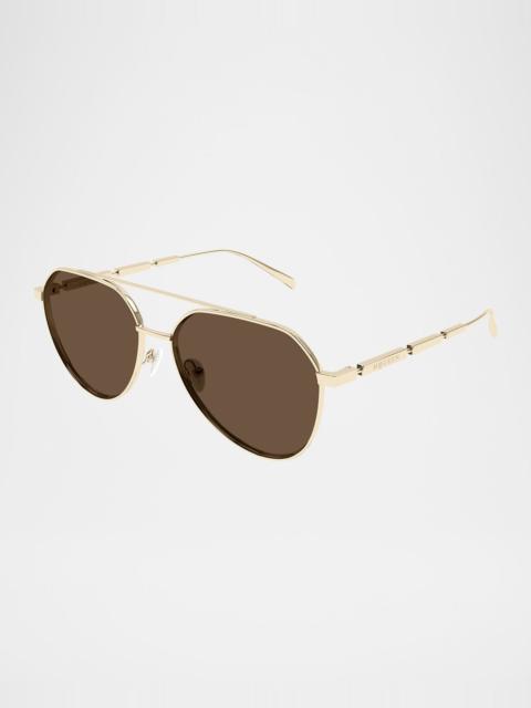 Alexander McQueen Men's AM0478SM Metal Aviator Sunglasses