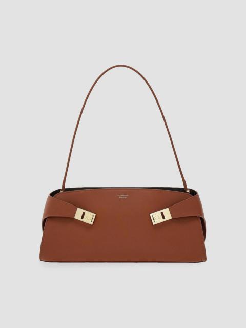 FERRAGAMO Women's East-West Hug Leather Shoulder Bag - New Cognac