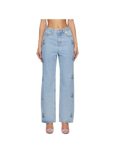 KIMHĒKIM Blue Anchor Stamped Jeans