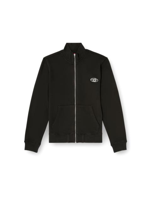 Diesel WWEATSHIRT WITH MOCK NECK AND METALLIC OVAL D