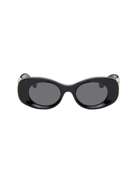 Loewe Black Beveled Oval Maxi Anagram Sunglasses