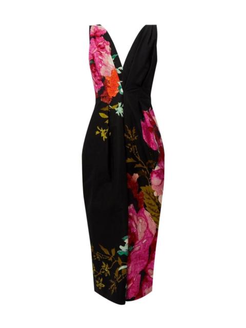 floral-print cotton midi dress