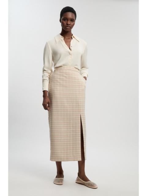 KAREN MILLEN Tailored Check Pencil Midi Skirt