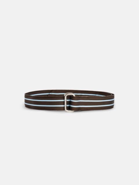 J. PRESS MADE-IN-USA BROWN & LIGHT BLUE GROSGRAIN RIBBON BELT