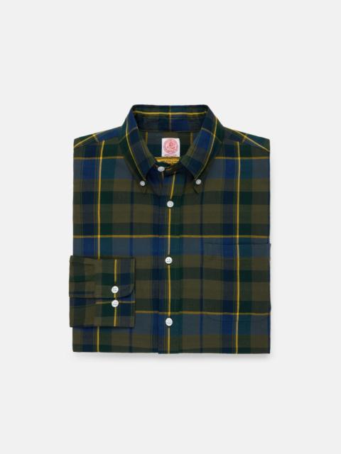 J. PRESS HANDLOOMED GREEN & BLUE PLAID SHIRT