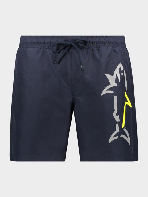 Paul & Shark Swim Shorts With Fluo Printed Shark