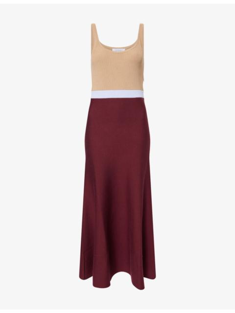 GABRIELA HEARST Flaminius Colour-Blocked Wool and Silk-Blend Maxi Dress