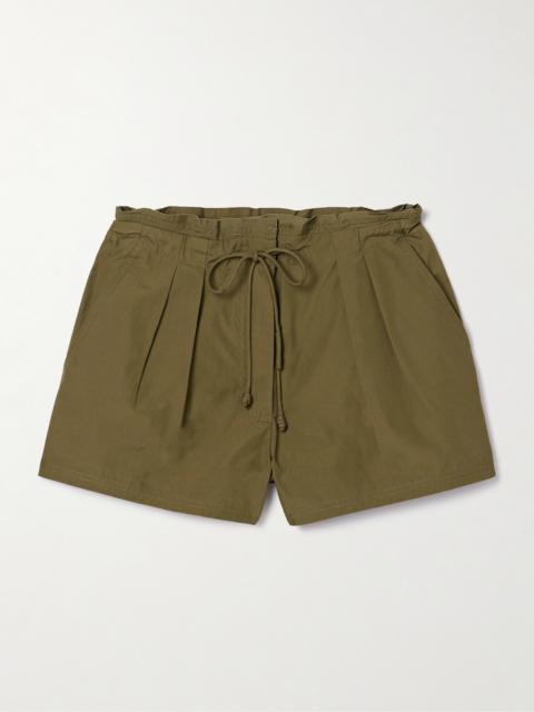 ULLA JOHNSON Camryn Pleated Cotton-poplin Shorts