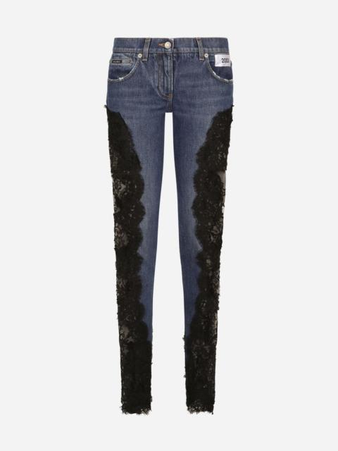 Dolce & Gabbana Denim jeans with lace inlay
