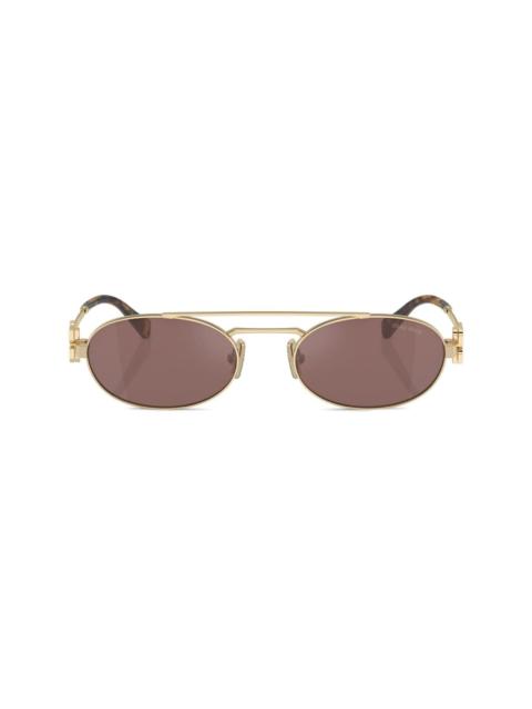 Miu Miu logo-lettering oval-frame sunglasses