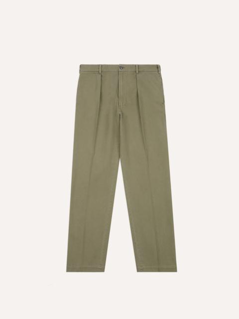 Drake's Olive Herringbone Twill Cotton Games Trouser