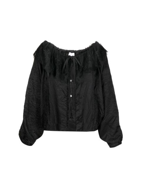 lace-collar long-sleeve blouse