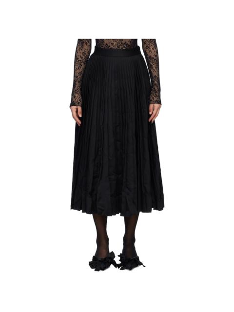 BALENCIAGA Black Creased Pleated Midi Skirt