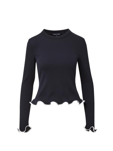 VERONICA BEARD ELIANNE RUFFLE-TRIM T-SHIRT