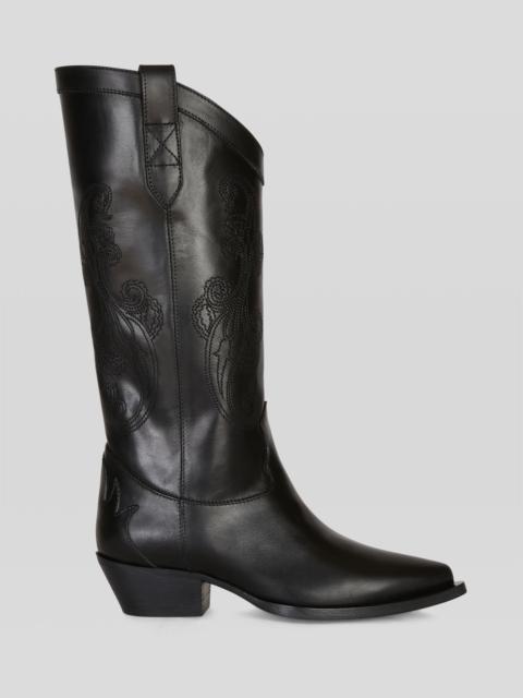 Etro LEATHER BOOTS WITH PAISLEY EMBROIDERY