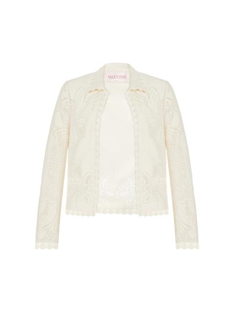 Valentino Cropped Guipure Lace Cotton-Blend Jacket ivory