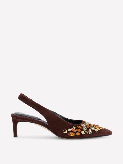 BODEN Hope Pointed Slingback Heels-Bitter Choc Embellished