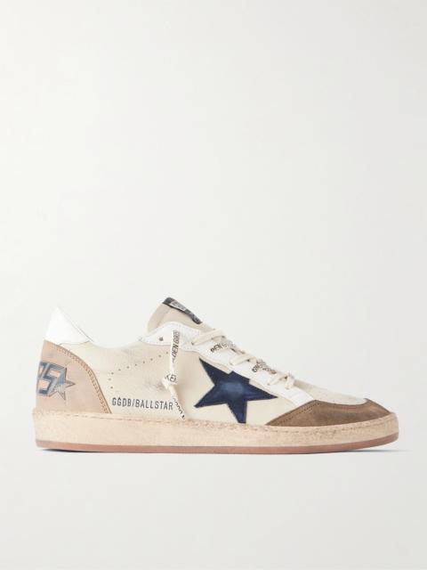 Golden Goose Ball Star Distressed Suede -Trimmed Leather Sneakers