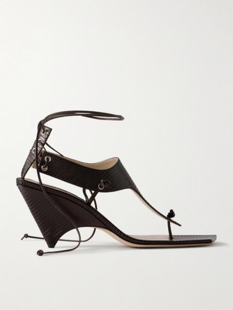 CHRISTEN Edge T-strap 75 Textured Leather Sandals