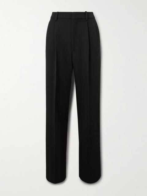 Victoria Beckham Grain De Poudre Wool Pleated Wide-leg Pants